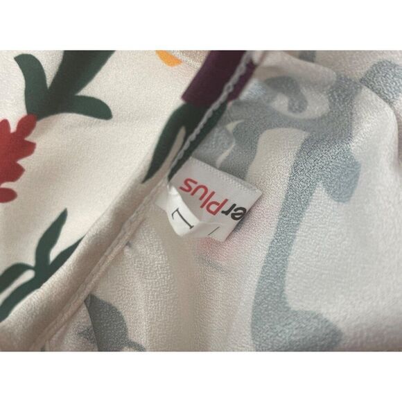 OC Order Plus Women Floral Raglan Puff Sleeve Blouse Size L - Picture 7 of 7